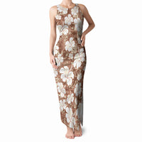 Brown Bula Fiji Masi Hibiscus Seamless Tank Maxi Dress