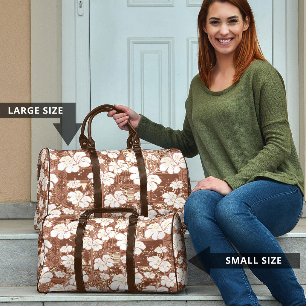 Brown Bula Fiji Masi Hibiscus Seamless Travel Bag