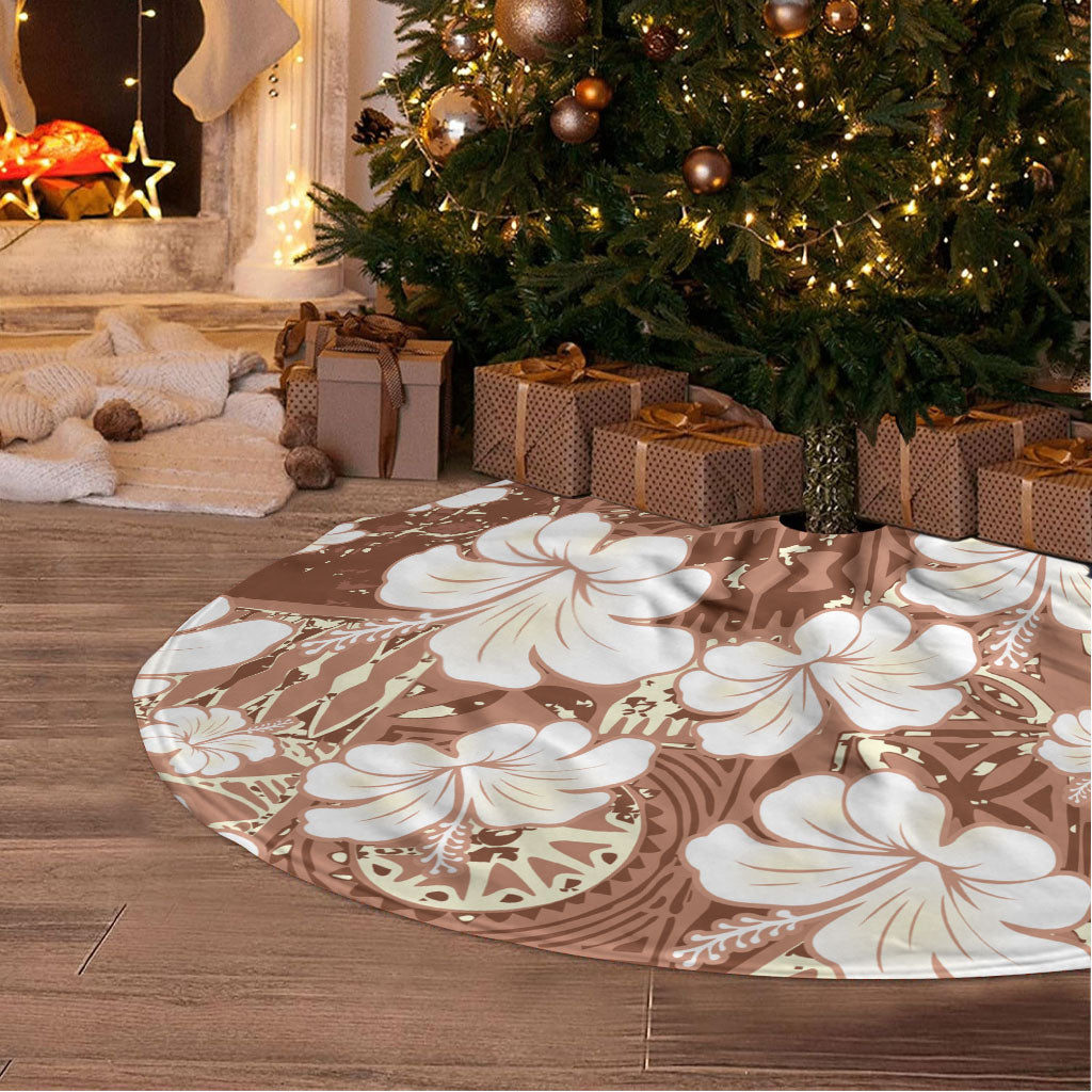 Brown Bula Fiji Masi Hibiscus Seamless Tree Skirt