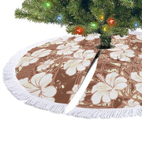 Brown Bula Fiji Masi Hibiscus Seamless Tree Skirt