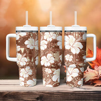 Brown Bula Fiji Masi Hibiscus Seamless Tumbler With Handle