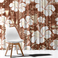 Brown Bula Fiji Masi Hibiscus Seamless Window Curtain