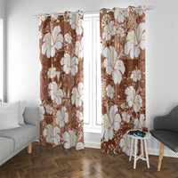 Brown Bula Fiji Masi Hibiscus Seamless Window Curtain