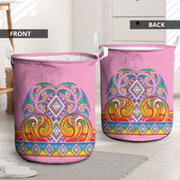 Rainbow Ngaru Taniko With Aotearoa Maori Tattoo Laundry Basket