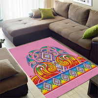 Rainbow Ngaru Taniko With Aotearoa Maori Tattoo Area Rug