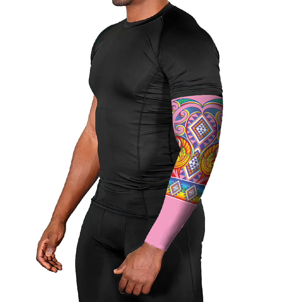 Rainbow Ngaru Taniko With Aotearoa Maori Tattoo Arm Sleeves