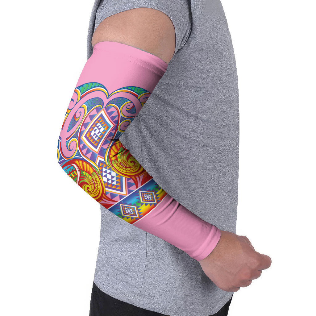 Rainbow Ngaru Taniko With Aotearoa Maori Tattoo Arm Sleeves