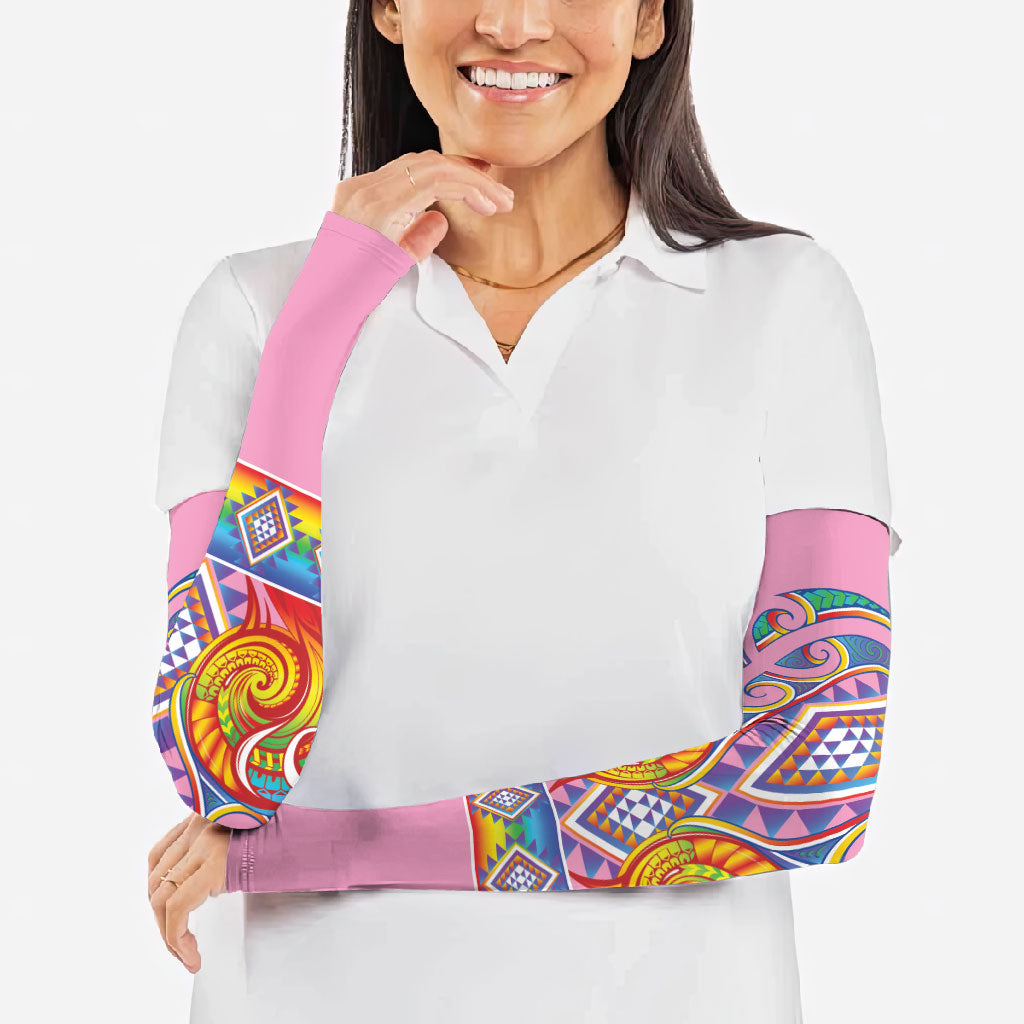 Rainbow Ngaru Taniko With Aotearoa Maori Tattoo Arm Sleeves