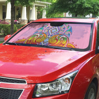 Rainbow Ngaru Taniko With Aotearoa Maori Tattoo Auto Sun Shade
