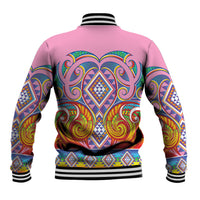 Rainbow Ngaru Taniko With Aotearoa Maori Tattoo Baseball Jacket