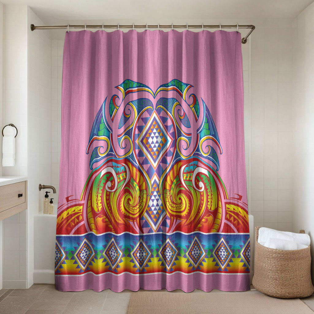 Rainbow Ngaru Taniko With Aotearoa Maori Tattoo Bathroom Set