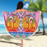 Rainbow Ngaru Taniko With Aotearoa Maori Tattoo Beach Blanket