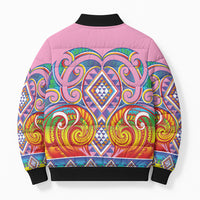 Rainbow Ngaru Taniko With Aotearoa Maori Tattoo Bomber Puffer Jacket