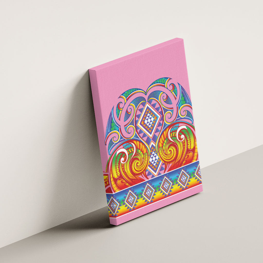 Rainbow Ngaru Taniko With Aotearoa Maori Tattoo Canvas Wall Art