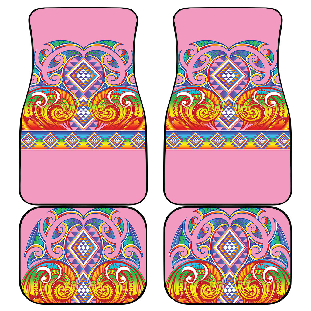 Rainbow Ngaru Taniko With Aotearoa Maori Tattoo Car Mats