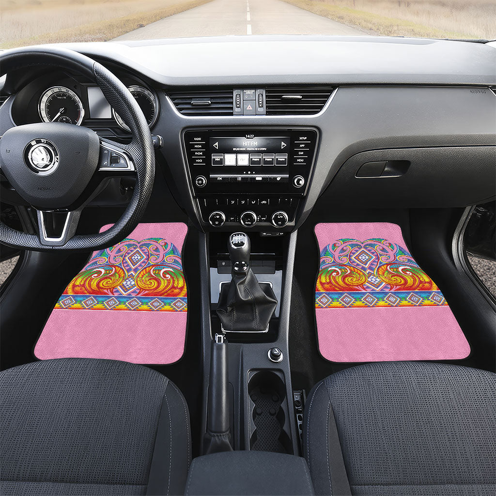 Rainbow Ngaru Taniko With Aotearoa Maori Tattoo Car Mats