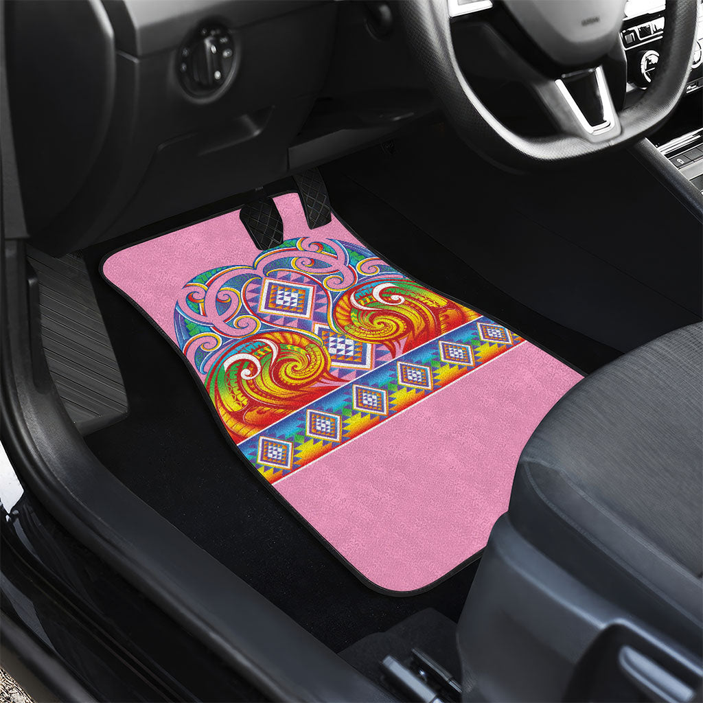 Rainbow Ngaru Taniko With Aotearoa Maori Tattoo Car Mats