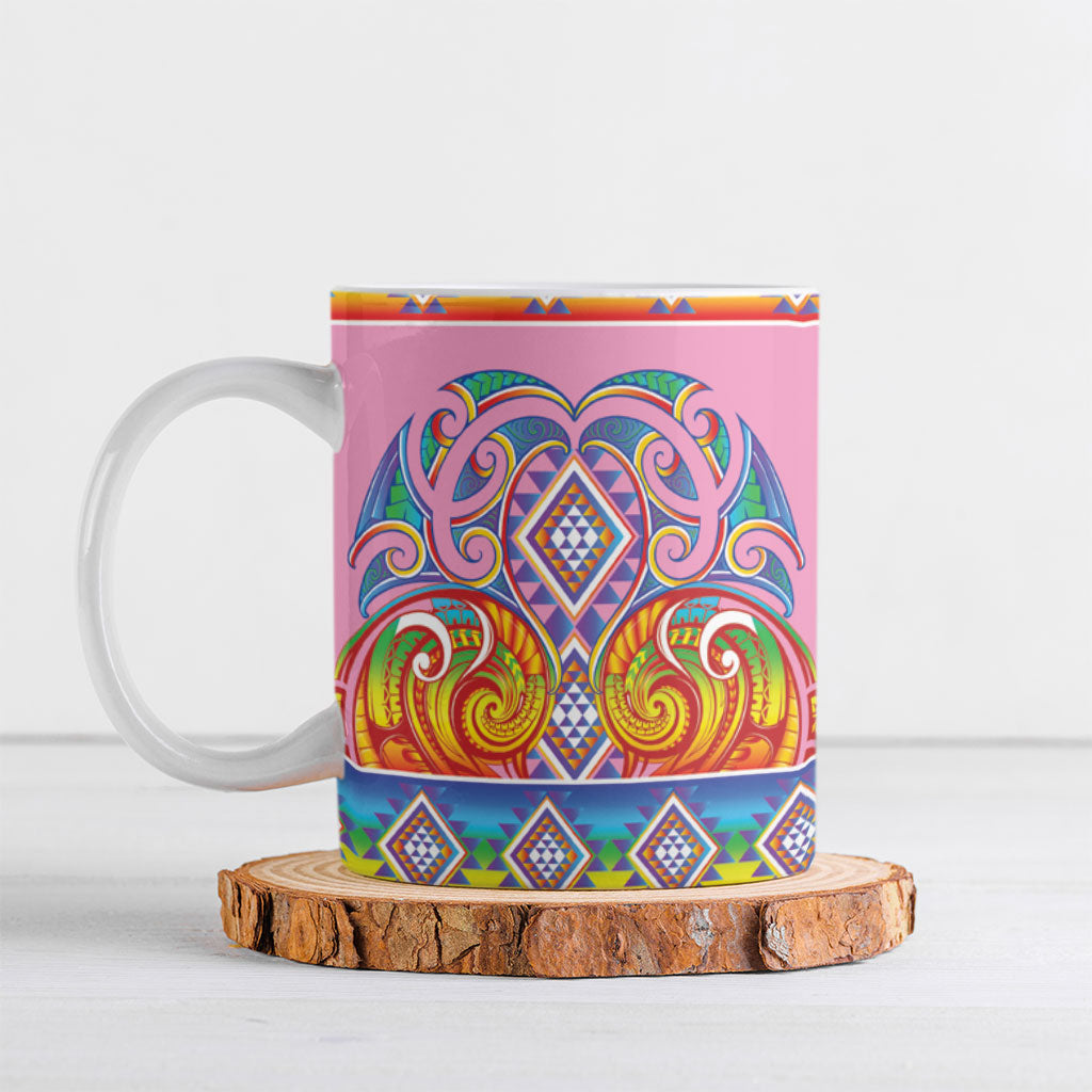 Rainbow Ngaru Taniko With Aotearoa Maori Tattoo Ceramic Mug