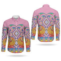 Rainbow Ngaru Taniko With Aotearoa Maori Tattoo Couples Matching Tank Maxi Dress and Long Sleeve Button Shirt