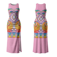 Rainbow Ngaru Taniko With Aotearoa Maori Tattoo Couples Matching Tank Maxi Dress and Long Sleeve Button Shirt