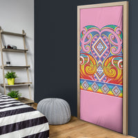 Rainbow Ngaru Taniko With Aotearoa Maori Tattoo Door Cover