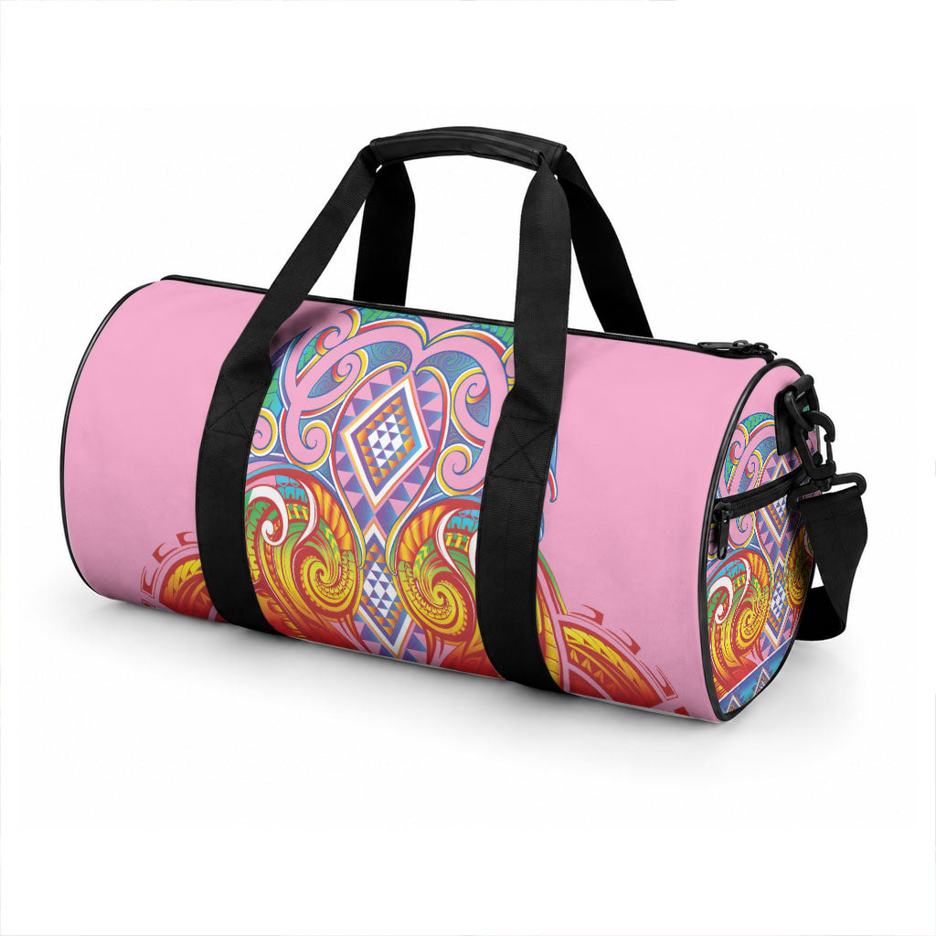 Rainbow Ngaru Taniko With Aotearoa Maori Tattoo Duffle Bag