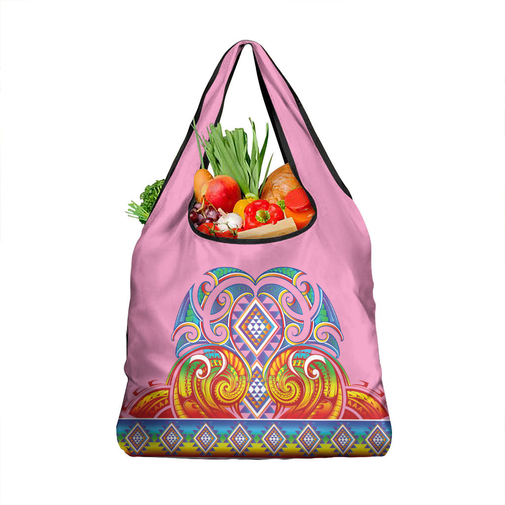Rainbow Ngaru Taniko With Aotearoa Maori Tattoo Grocery Bag
