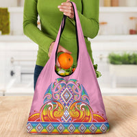 Rainbow Ngaru Taniko With Aotearoa Maori Tattoo Grocery Bag