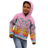 Rainbow Ngaru Taniko With Aotearoa Maori Tattoo Kid Hoodie