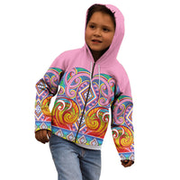 Rainbow Ngaru Taniko With Aotearoa Maori Tattoo Kid Hoodie