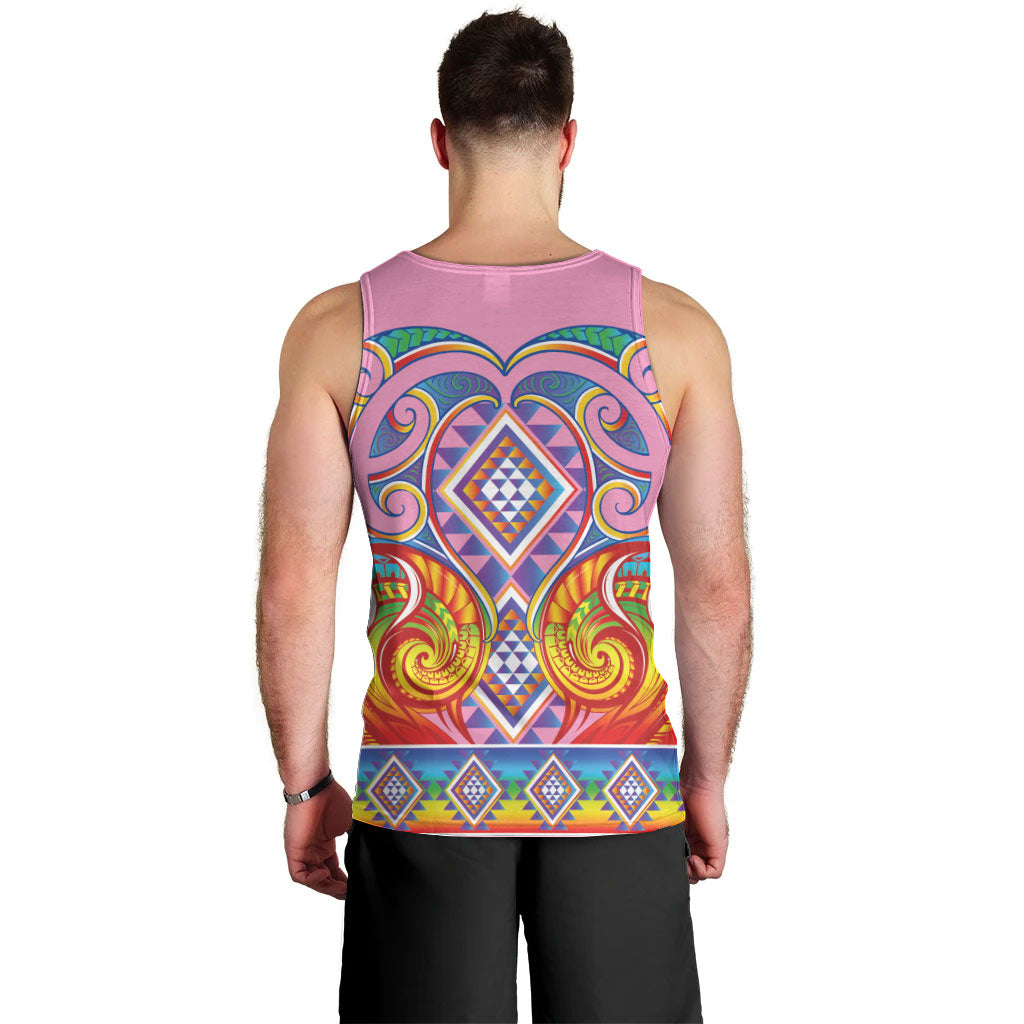Rainbow Ngaru Taniko With Aotearoa Maori Tattoo Men Tank Top