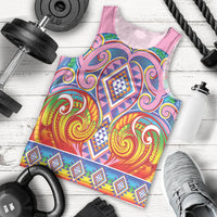 Rainbow Ngaru Taniko With Aotearoa Maori Tattoo Men Tank Top