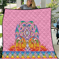 Rainbow Ngaru Taniko With Aotearoa Maori Tattoo Quilt