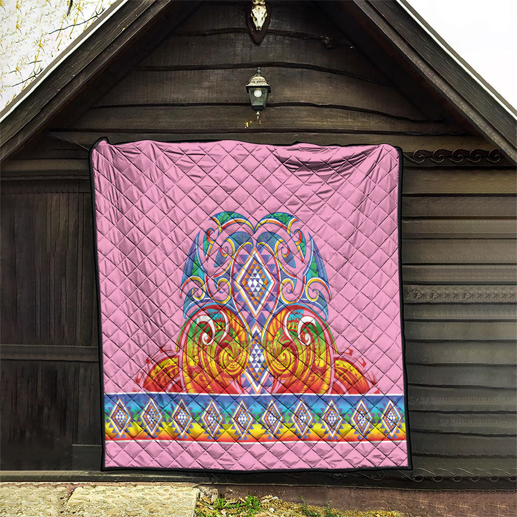 Rainbow Ngaru Taniko With Aotearoa Maori Tattoo Quilt