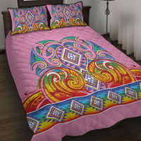Rainbow Ngaru Taniko With Aotearoa Maori Tattoo Quilt Bed Set