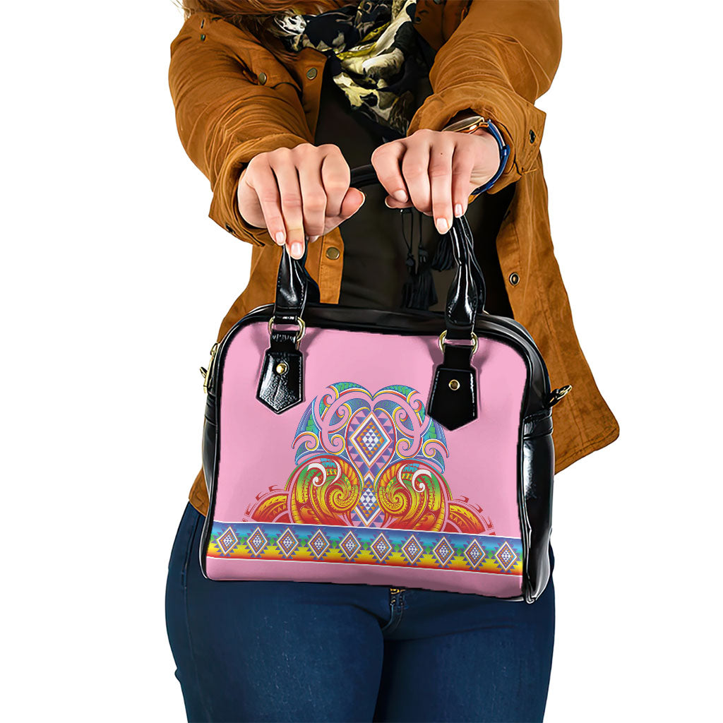 Rainbow Ngaru Taniko With Aotearoa Maori Tattoo Shoulder Handbag