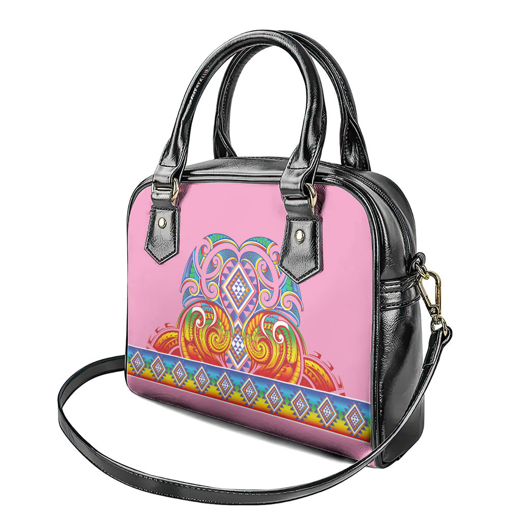 Rainbow Ngaru Taniko With Aotearoa Maori Tattoo Shoulder Handbag