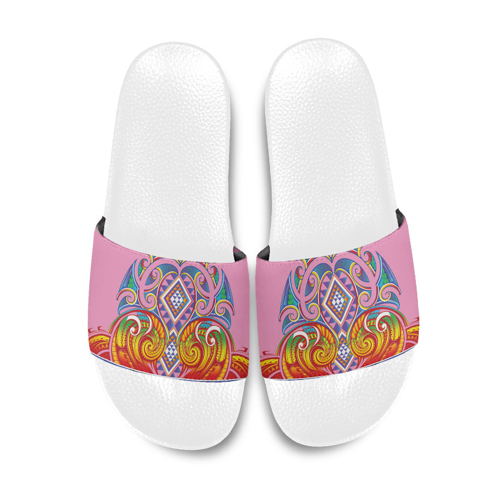 Rainbow Ngaru Taniko With Aotearoa Maori Tattoo Slide Sandals