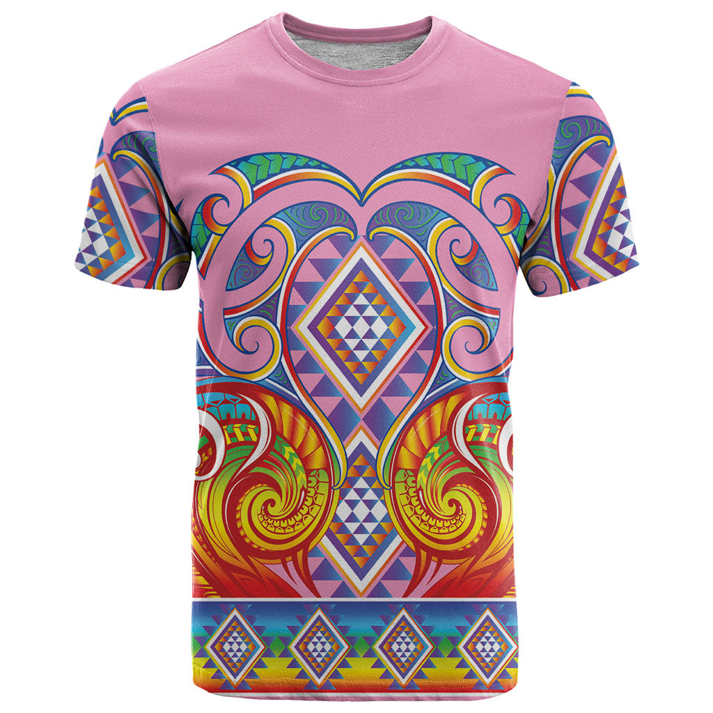 Rainbow Ngaru Taniko With Aotearoa Maori Tattoo T Shirt