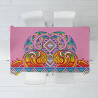Rainbow Ngaru Taniko With Aotearoa Maori Tattoo Tablecloth