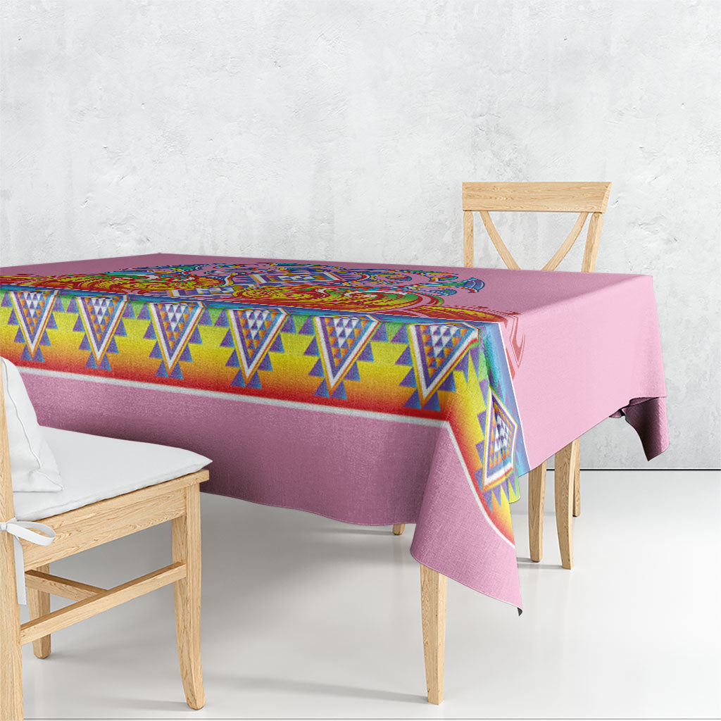 Rainbow Ngaru Taniko With Aotearoa Maori Tattoo Tablecloth