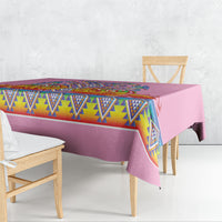 Rainbow Ngaru Taniko With Aotearoa Maori Tattoo Tablecloth