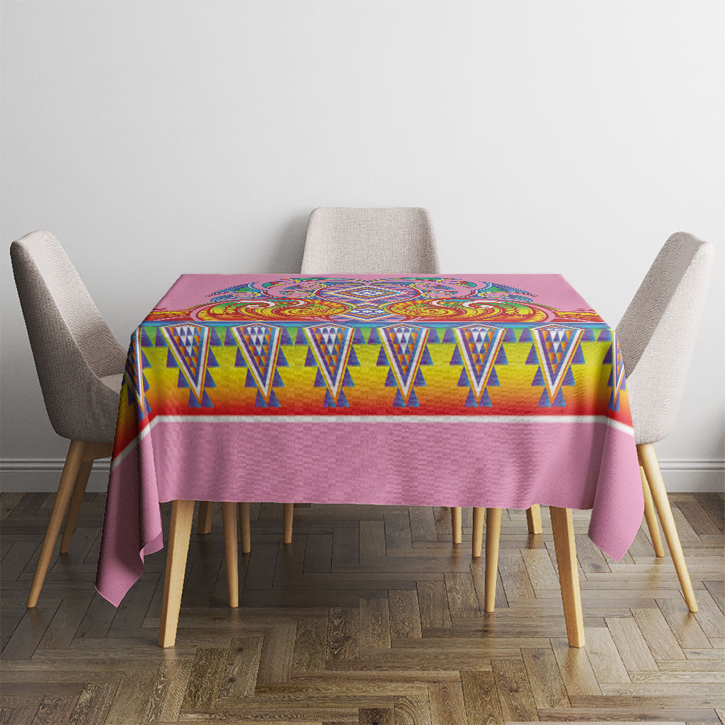 Rainbow Ngaru Taniko With Aotearoa Maori Tattoo Tablecloth