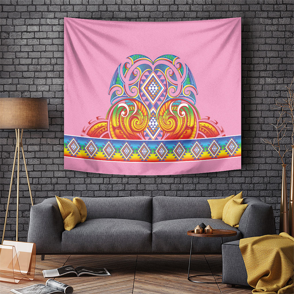 Rainbow Ngaru Taniko With Aotearoa Maori Tattoo Tapestry