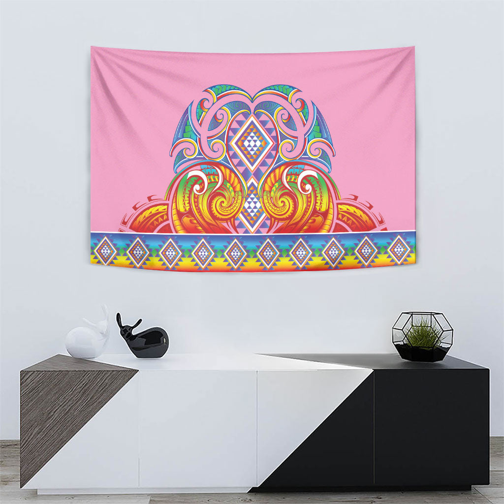 Rainbow Ngaru Taniko With Aotearoa Maori Tattoo Tapestry