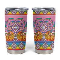 Rainbow Ngaru Taniko With Aotearoa Maori Tattoo Tumbler Cup