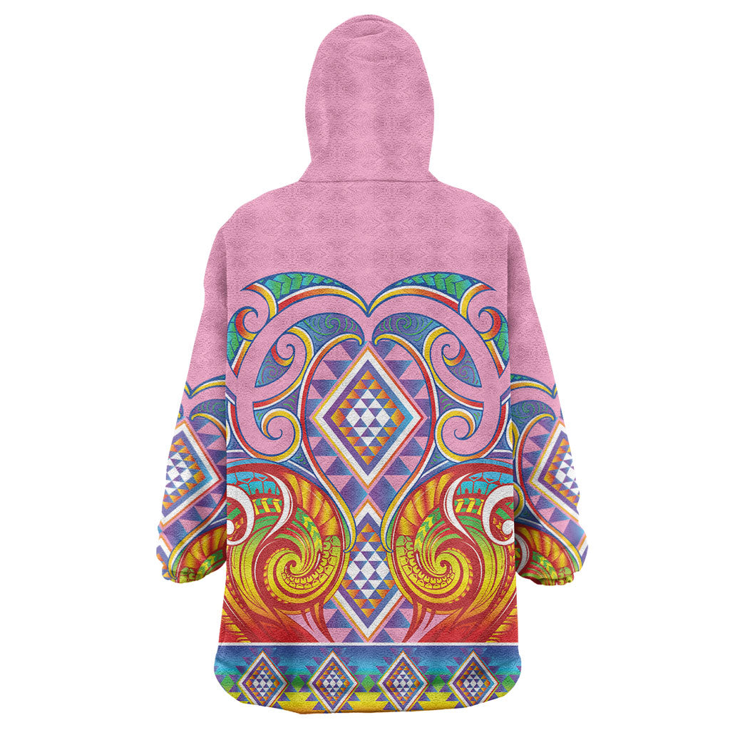 Rainbow Ngaru Taniko With Aotearoa Maori Tattoo Wearable Blanket Hoodie