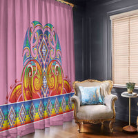 Rainbow Ngaru Taniko With Aotearoa Maori Tattoo Window Curtain
