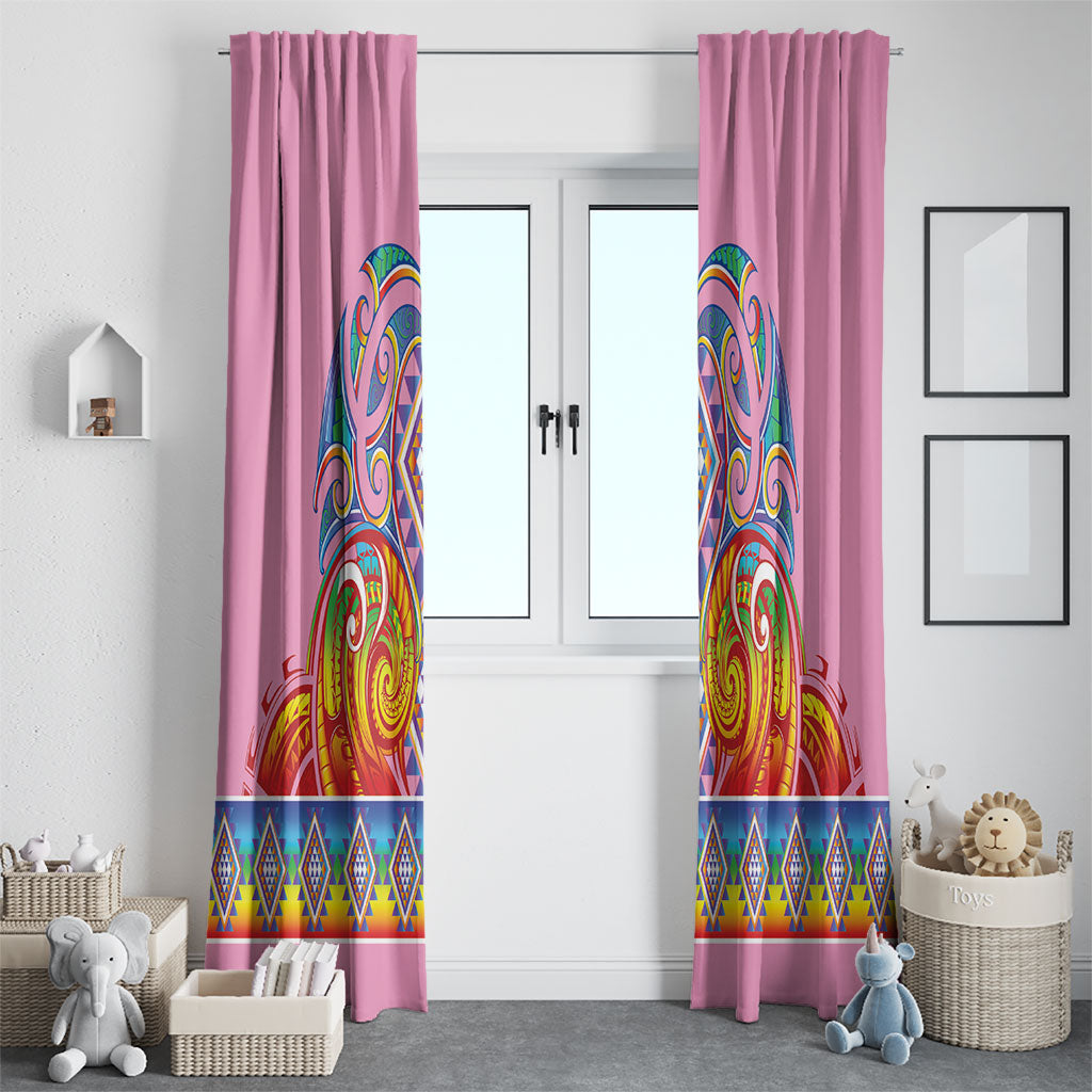 Rainbow Ngaru Taniko With Aotearoa Maori Tattoo Window Curtain