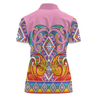 Rainbow Ngaru Taniko With Aotearoa Maori Tattoo Women Polo Shirt